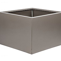 *Plantenbak Vlak Taupe 60x60x80 cm, met poten of zwenkwielen leverbaar; een bodem is verplicht.