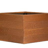 *Plantenbak Modulair Corten 150x150x70 cm, met poten of zwenkwielen leverbaar; een bodem is verplicht.
