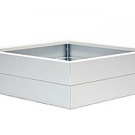 *Plantenbak Modulair Wit 90x90x28 cm, met poten of zwenkwielen leverbaar; een bodem is verplicht.