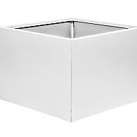 *Plantenbak Vlak Wit 60x60x40 cm, met poten of zwenkwielen leverbaar; een bodem is verplicht.