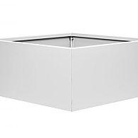 *Plantenbak Vlak Wit 90x90x80 cm, met poten of zwenkwielen leverbaar; een bodem is verplicht.