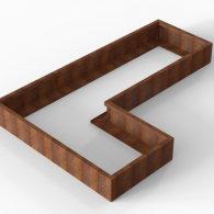 *Plantenbak Module+ Corten 270x180x28 cm (90cm diep)