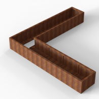 *Plantenbak Module+ Corten 300x300x42 cm (60cm diep)