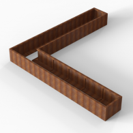 *Plantenbak Module+ Corten 360x360x42 cm (60cm diep)