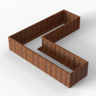 *Plantenbak Module+ Corten 300x300x56 cm (90cm diep)