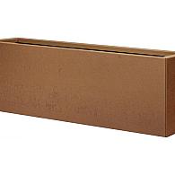 *Plantenbak Vlak Corten 120x30x40 cm, met poten of zwenkwielen leverbaar; een bodem is verplicht.