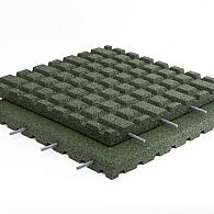 *Rubbertegel 100x100x2,5 Groen, met pen gat verbinding, valhoogte in meters 0,87