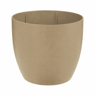 *Kunststof Plantenbak Sfera Sepia Beige ø60x57 cm, zwenkwielen zijn mogelijk (4st) toepasbaar voor binnen gebruik