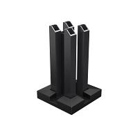 *Boston paalhouder L-20cm op plaat 120x120mm RAL9005 incl. kap