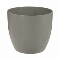 *Kunststof Plantenbak Sfera Taupe ø60x57 cm, zwenkwielen zijn mogelijk (4st) toepasbaar voor binnen gebruik