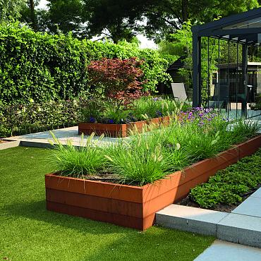 *Plantenbak Modulair Corten 210x120x28 cm