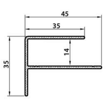 *Alu WEO Essential Gardenwall F-profiel Dark Grey 35x45mm L-300 cm RAL7022