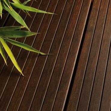*FelixWood Thermo Bamboe Melody 18x155mm dark  grof/glad-Woca voorgeolied clip-kops tong+groef L 186 cm