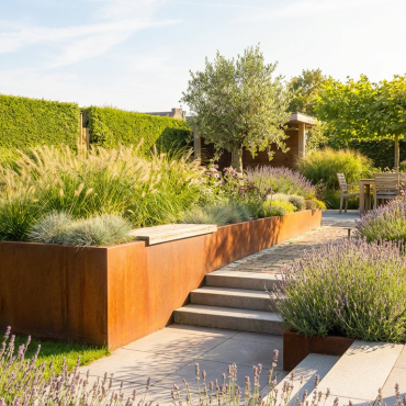 *Plantenbak Vlak Corten 210x120x60 cm